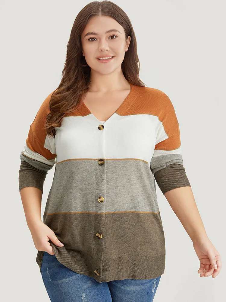 Supersoft Essentials Colorblock Contrast Button Up Lightweight Cardigan sold by Bloomchic product image thumbnail 3