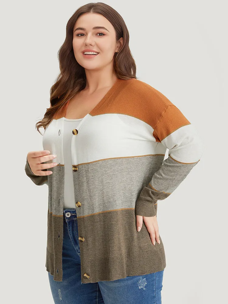 Supersoft Essentials Colorblock Contrast Button Up Lightweight Cardigan sold by Bloomchic product image thumbnail 4