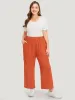 Solid Flap Pocket High Rise Pants sold by Bloomchic