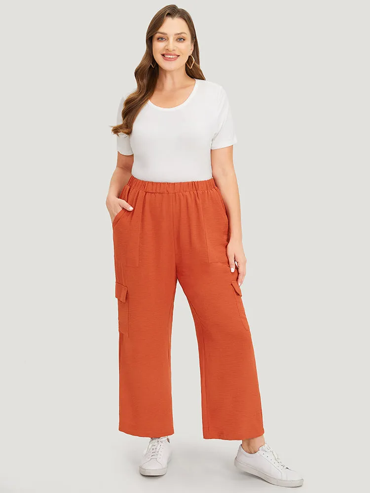 Solid Flap Pocket High Rise Pants sold by Bloomchic product image thumbnail 3