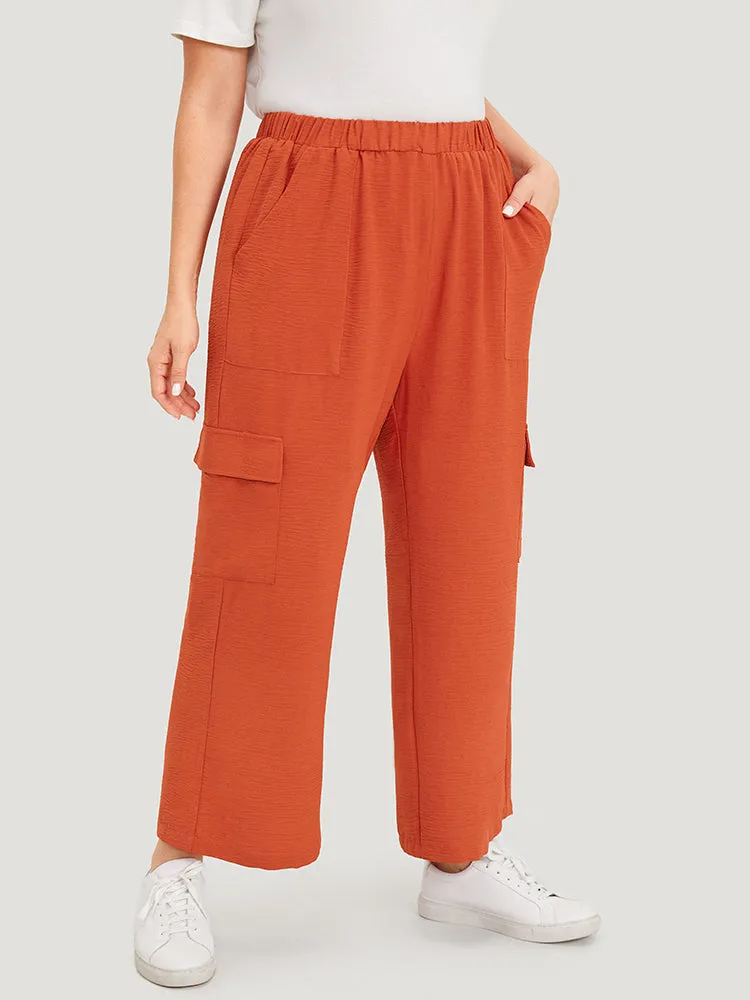 Solid Flap Pocket High Rise Pants sold by Bloomchic product image thumbnail 4