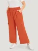 Solid Flap Pocket High Rise Pants sold by Bloomchic