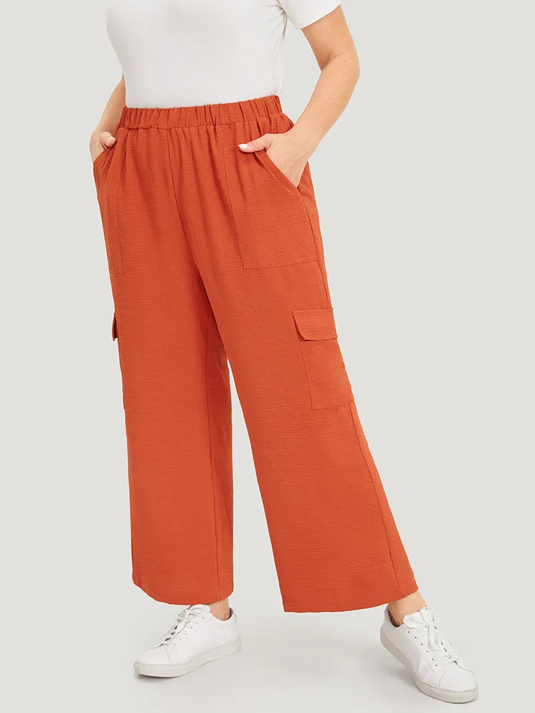 Solid Flap Pocket High Rise Pants sold by Bloomchic product image thumbnail 2