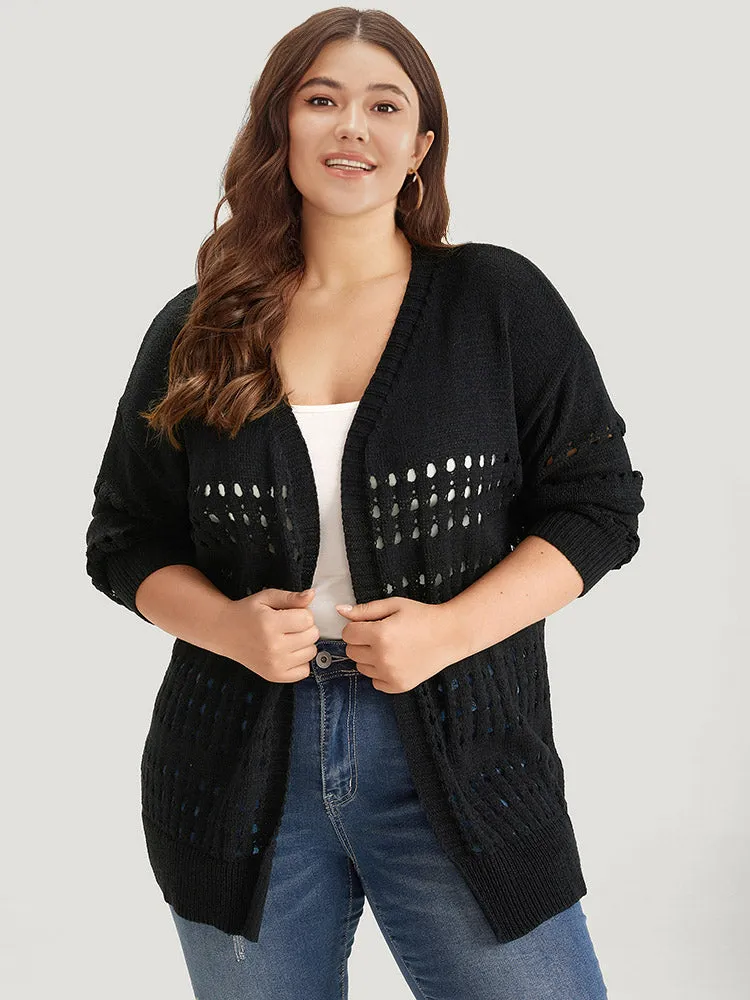 Plain Hollow Out Open Front Cardigan sold by Bloomchic