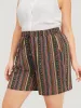 Bandana Striped Drawstring Tassel Beaded Detail Shorts sold by Bloomchic