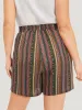 Bandana Striped Drawstring Tassel Beaded Detail Shorts sold by Bloomchic
