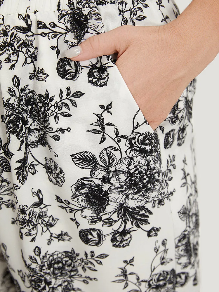 Floral Print Pocket Paperbag Waist Sleep Pants sold by Bloomchic product image thumbnail 5