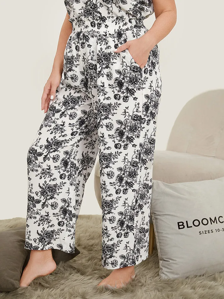Floral Print Pocket Paperbag Waist Sleep Pants sold by Bloomchic product image thumbnail 2