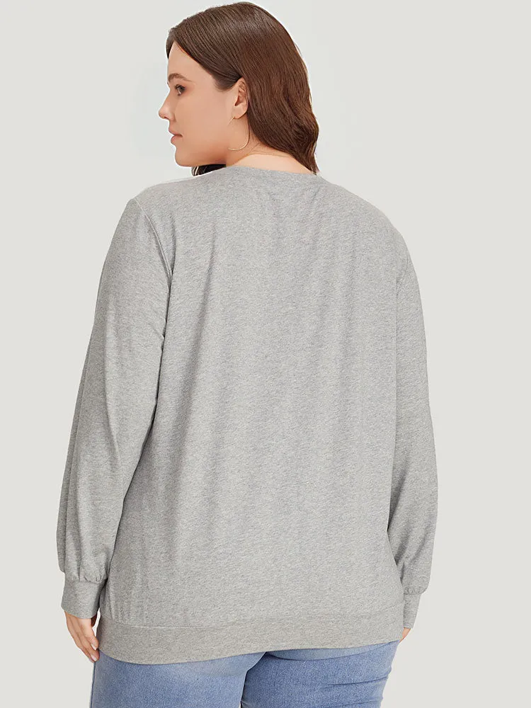 Letter & Mountain Print Round Neck Sweatshirt sold by Bloomchic product image thumbnail 2