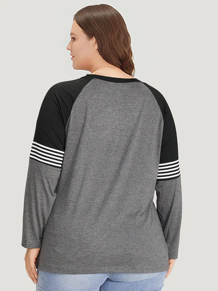 Striped Contrast Raglan Sleeve T-shirt sold by Bloomchic product image thumbnail 5