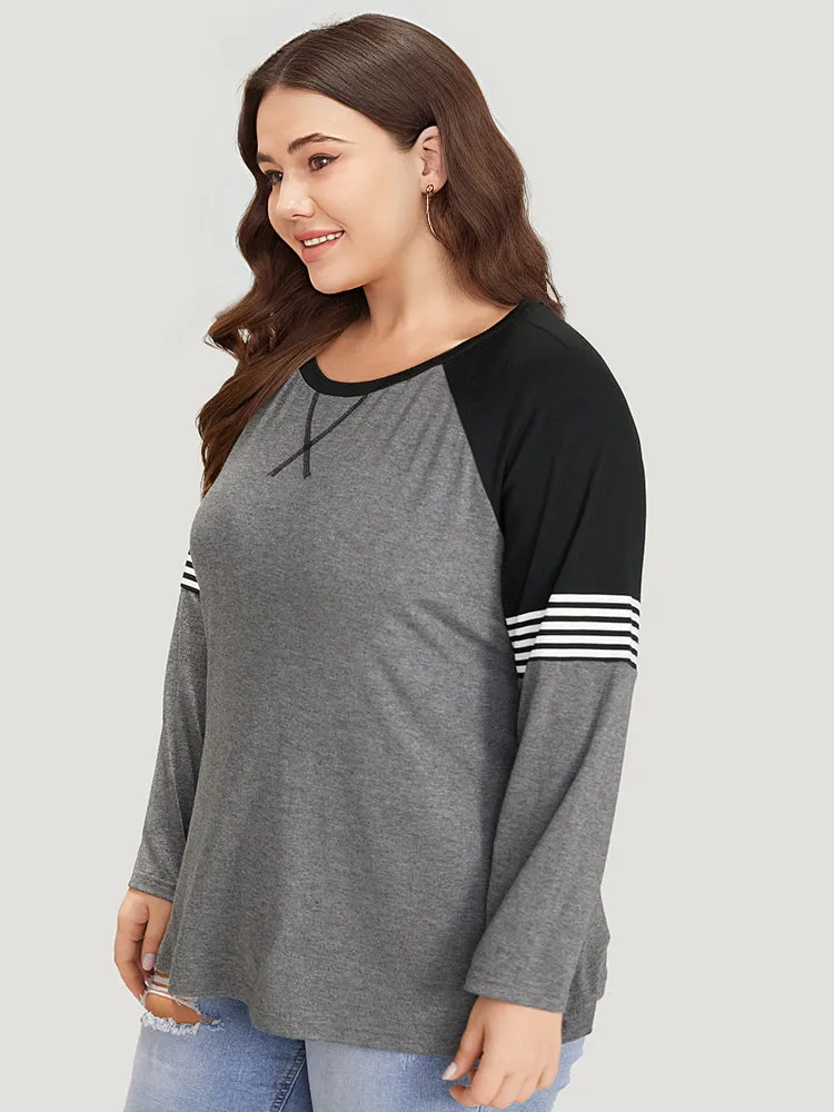 Striped Contrast Raglan Sleeve T-shirt sold by Bloomchic product image thumbnail 3