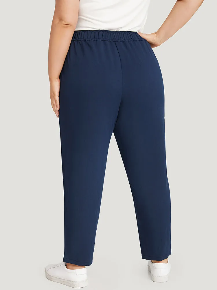 Solid Elastic Waist Pocket High Rise Pants sold by Bloomchic product image thumbnail 5