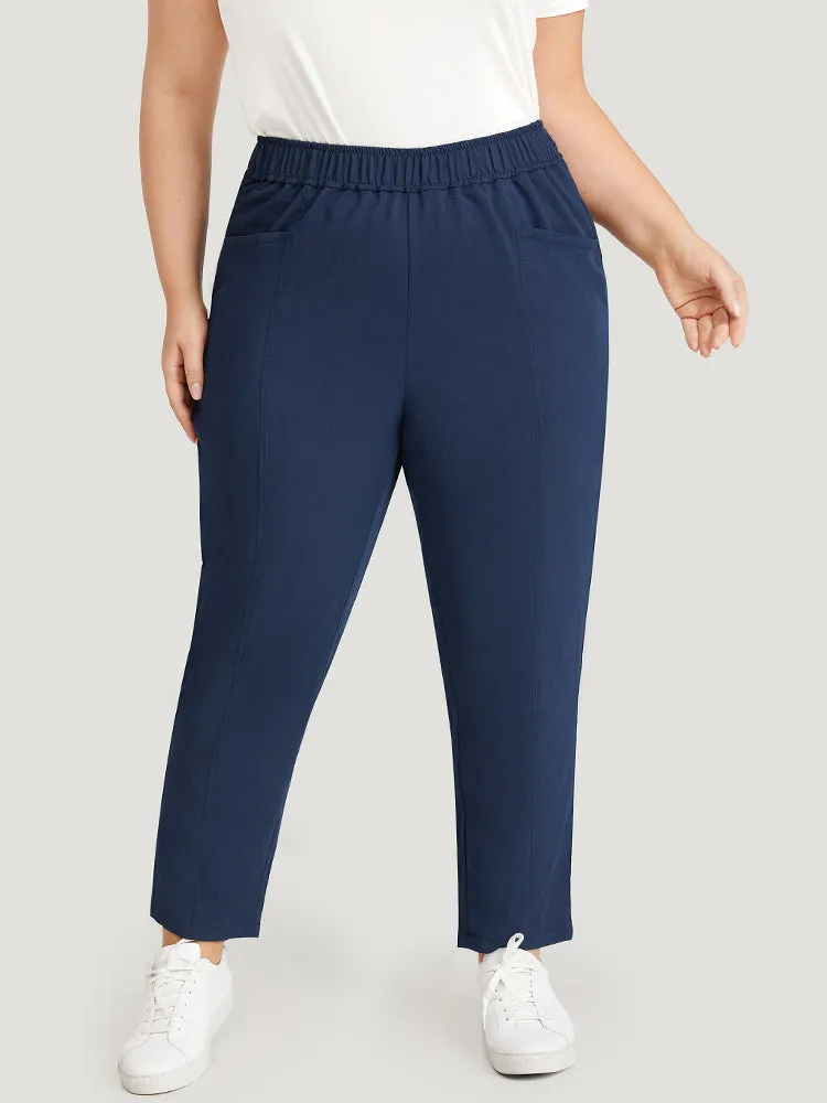 Solid Elastic Waist Pocket High Rise Pants sold by Bloomchic product image thumbnail 2