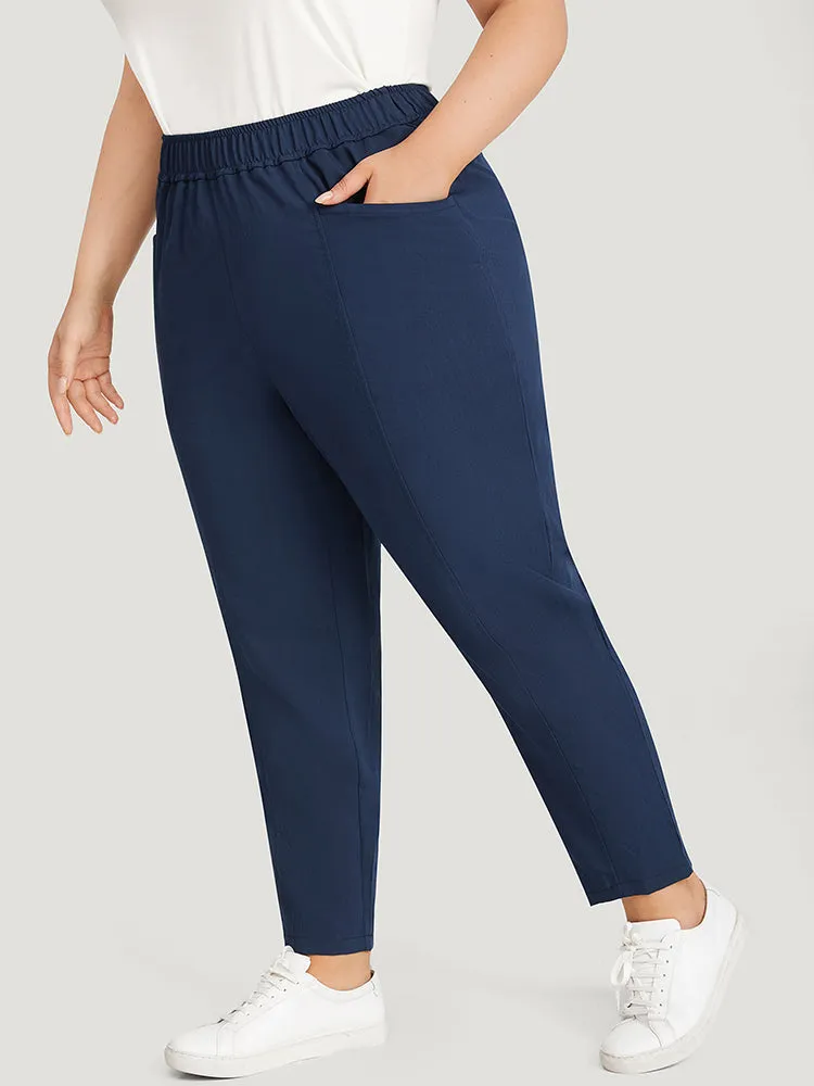 Solid Elastic Waist Pocket High Rise Pants sold by Bloomchic product image thumbnail 3