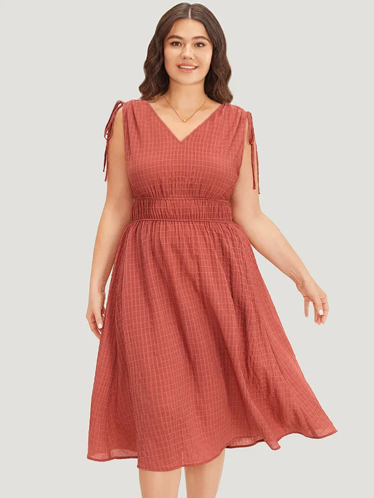 V Neck Drawstring Sleeveless Pocket Elastic Waist Dress sold by Bloomchic product image thumbnail 4