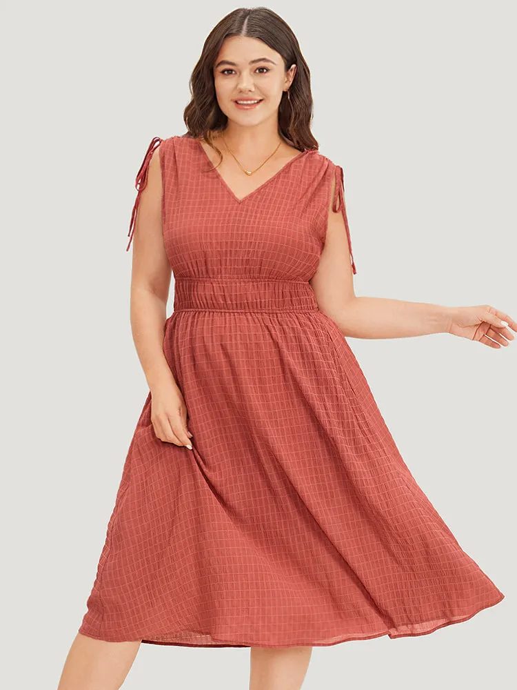 V Neck Drawstring Sleeveless Pocket Elastic Waist Dress sold by Bloomchic