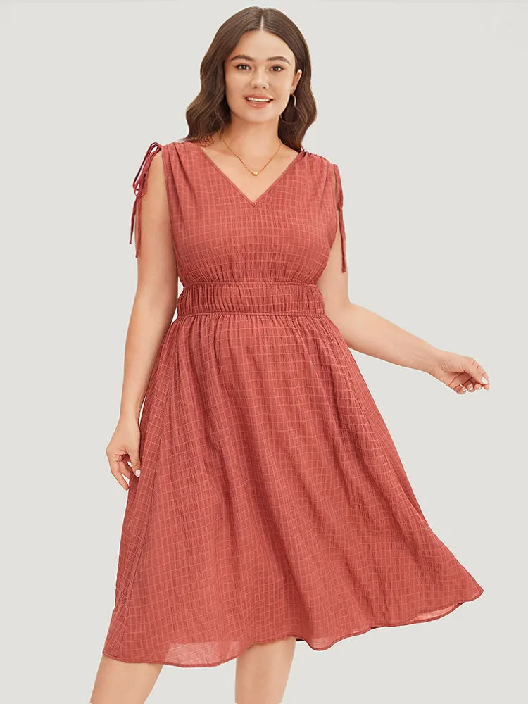 V Neck Drawstring Sleeveless Pocket Elastic Waist Dress sold by Bloomchic product image thumbnail 3