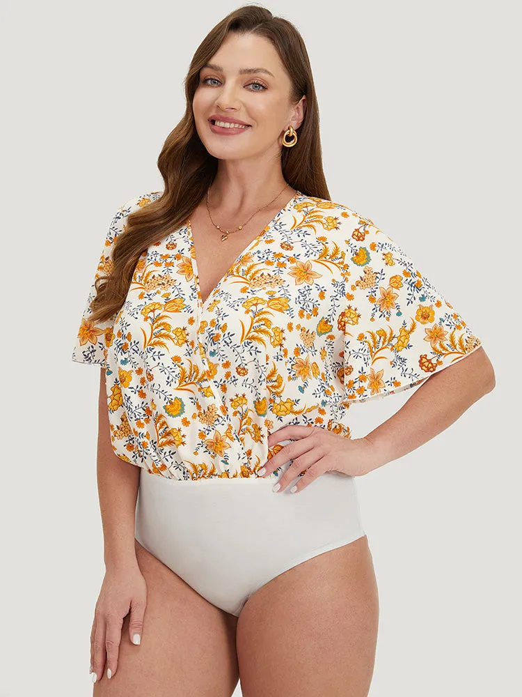 Plants Print Patchwork Surplice Neck Bodysuit sold by Bloomchic product image thumbnail 5