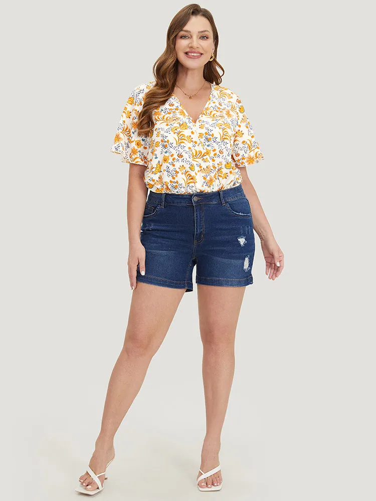 Plants Print Patchwork Surplice Neck Bodysuit sold by Bloomchic product image thumbnail 3