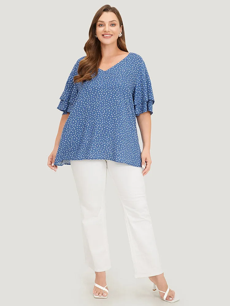 Polka Dot Flutter Sleeve Layered Blouse sold by Bloomchic product image thumbnail 4