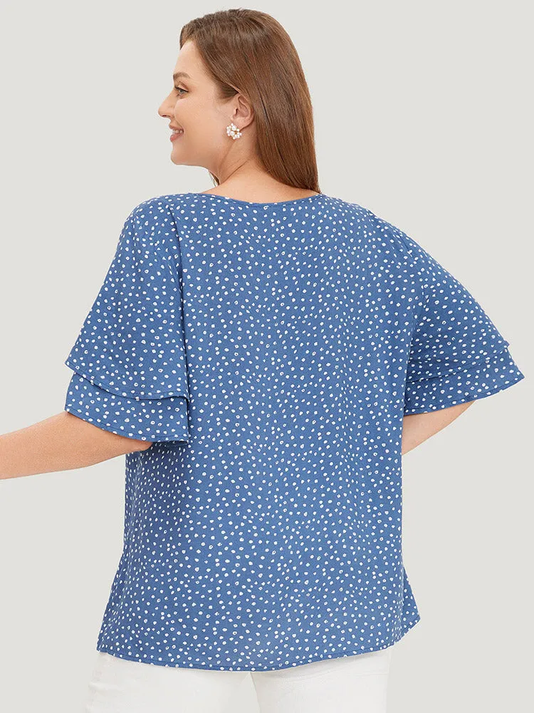 Polka Dot Flutter Sleeve Layered Blouse sold by Bloomchic product image thumbnail 5