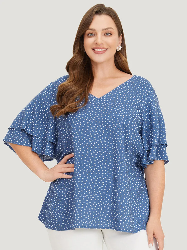 Polka Dot Flutter Sleeve Layered Blouse sold by Bloomchic product image thumbnail 2