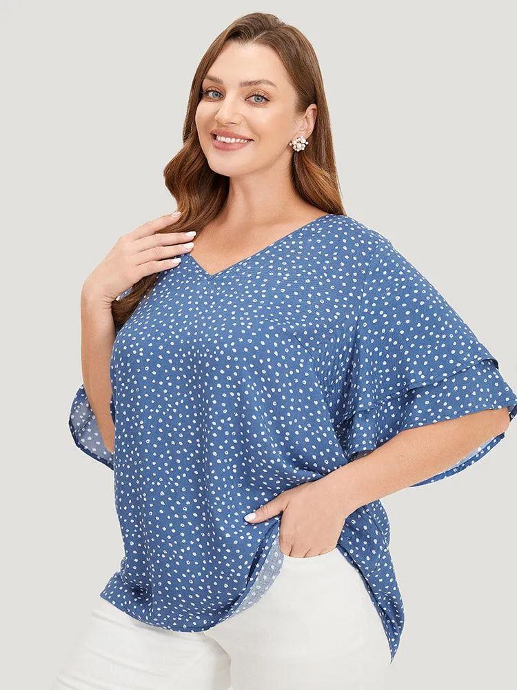 Polka Dot Flutter Sleeve Layered Blouse sold by Bloomchic product image thumbnail 3