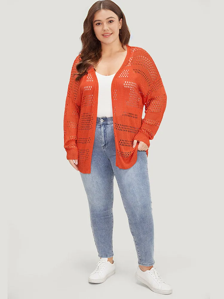 Plain Open Front Elastic Sleeve Cut Out Cardigan sold by Bloomchic product image thumbnail 5