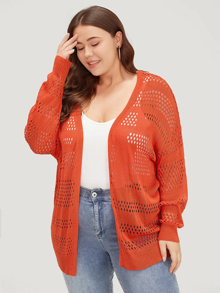 Plain Open Front Elastic Sleeve Cut Out Cardigan sold by Bloomchic product image thumbnail 3