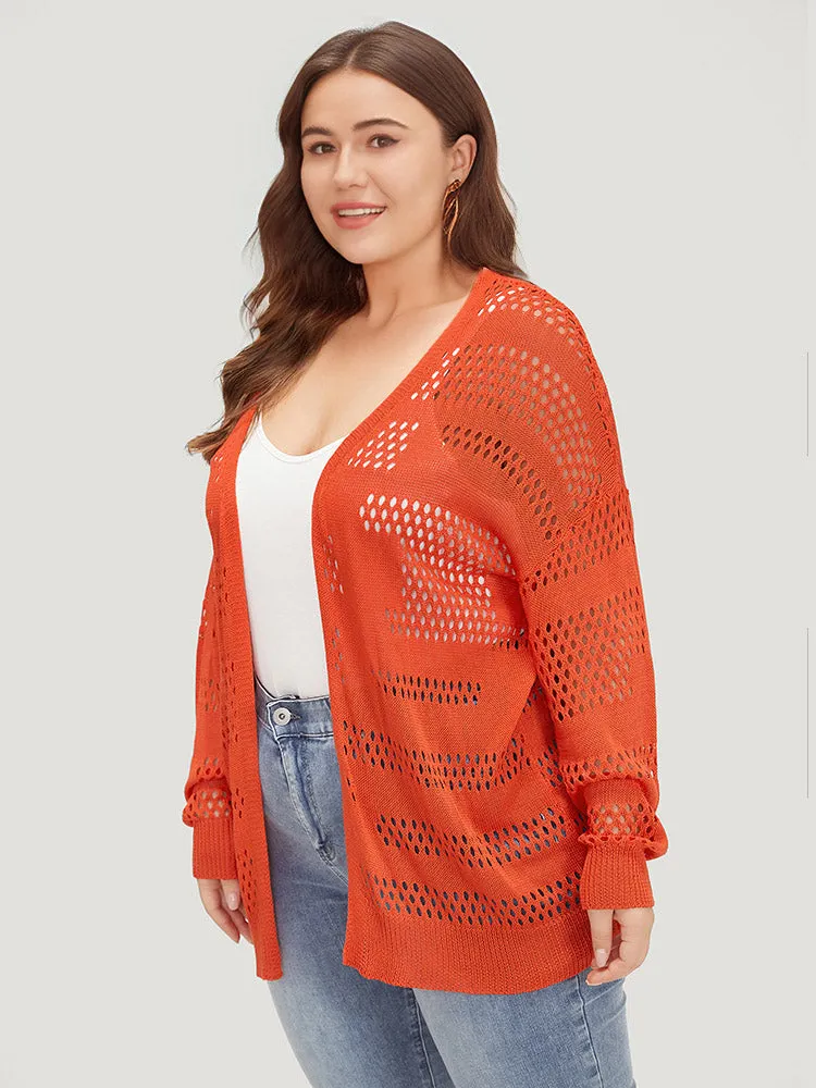 Plain Open Front Elastic Sleeve Cut Out Cardigan sold by Bloomchic product image thumbnail 4