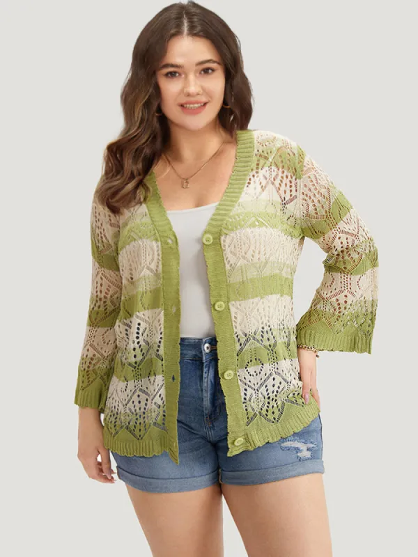 Striped Contrast Button Front Cardigan sold by Bloomchic