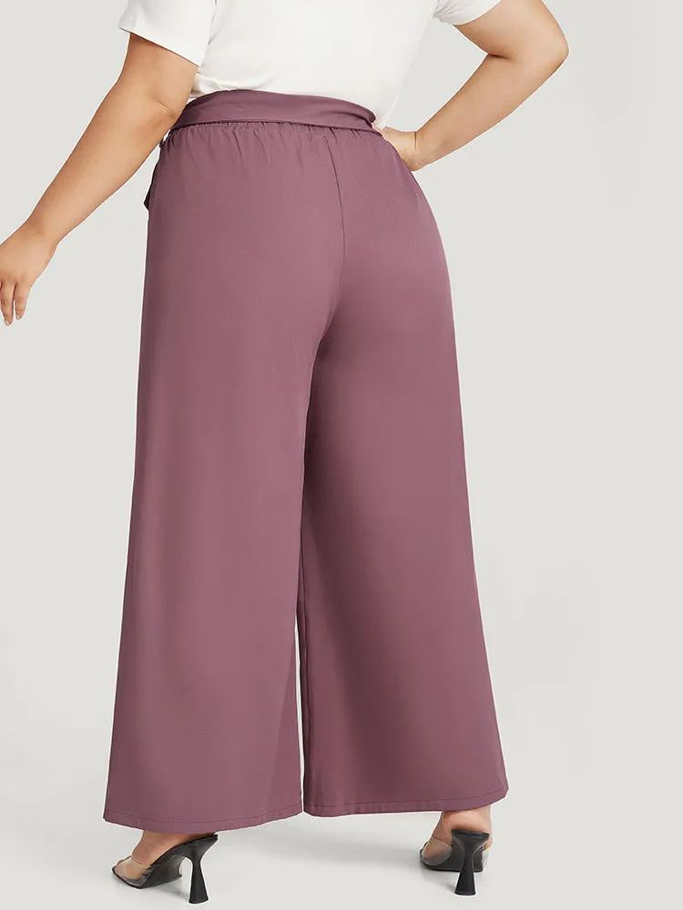 Solid Flap Pocket Buckle Belt Wide Leg Pants sold by Bloomchic product image thumbnail 3