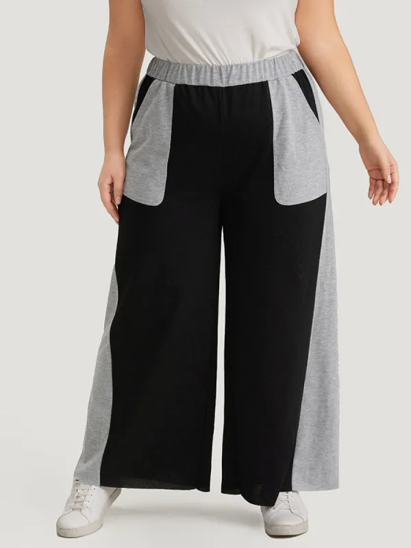 Color Block Contrast Slant Pocket Sweatpants sold by Bloomchic
