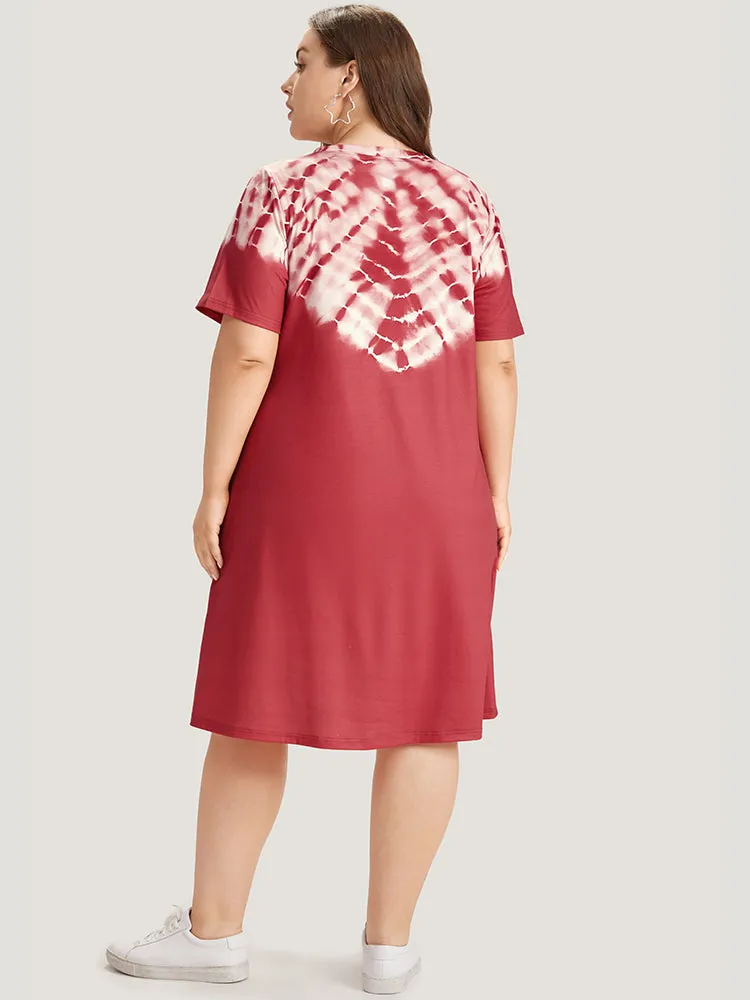 Tie Dye Pocket V Neck Knee Dress sold by Bloomchic product image thumbnail 5