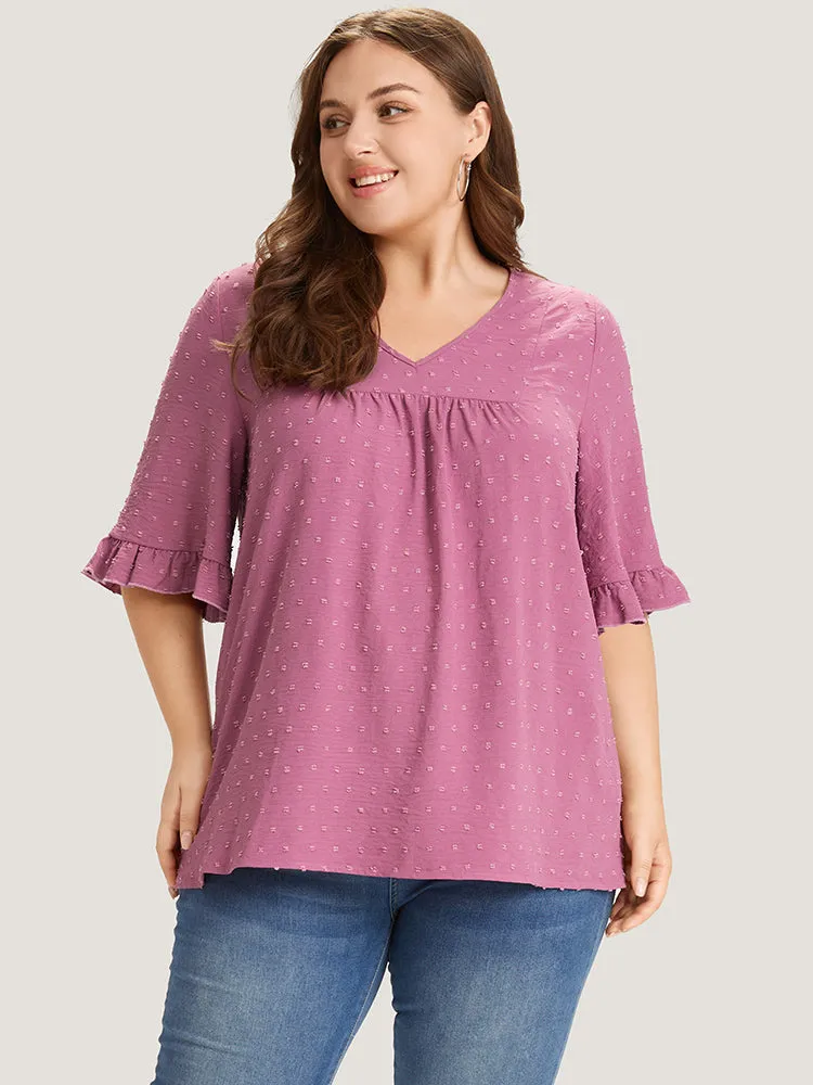 Polka Dot Flutter Trim Gathered Blouse sold by Bloomchic product image thumbnail 4