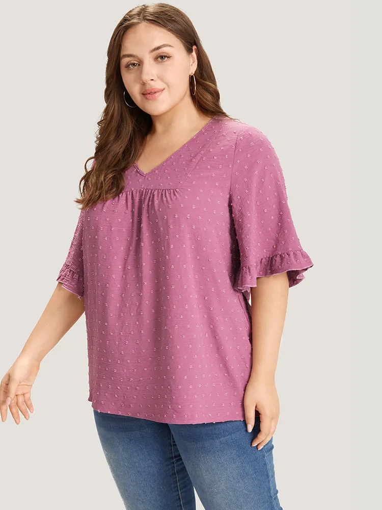 Polka Dot Flutter Trim Gathered Blouse sold by Bloomchic product image thumbnail 5