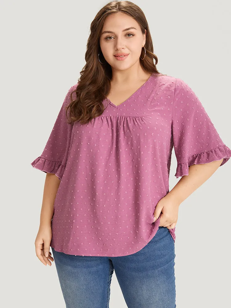 Polka Dot Flutter Trim Gathered Blouse sold by Bloomchic product image thumbnail 2