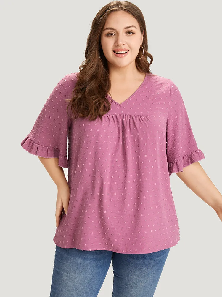 Polka Dot Flutter Trim Gathered Blouse sold by Bloomchic product image thumbnail 3