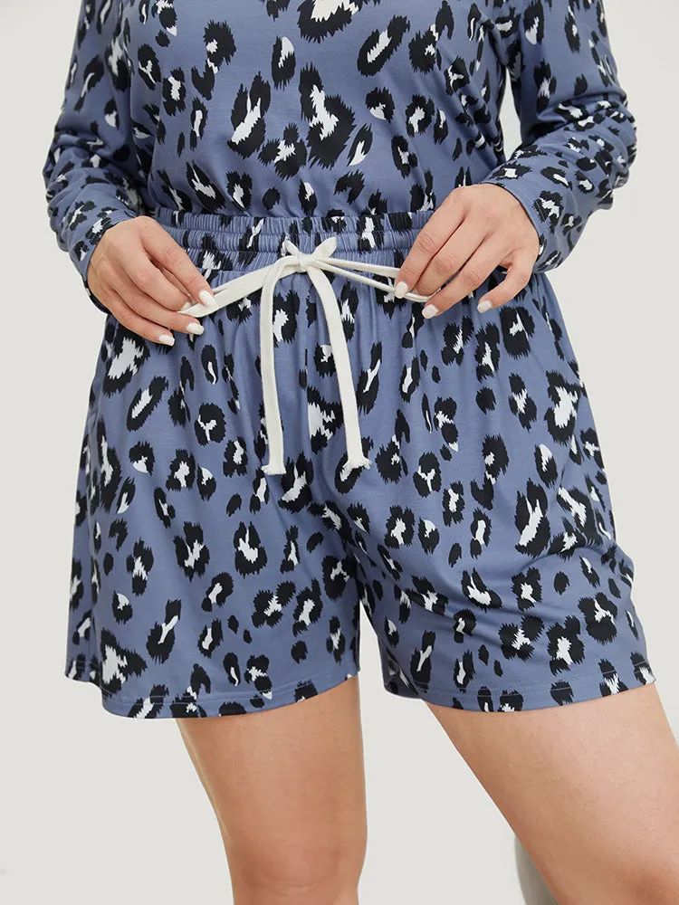 Leopard Print Pocket Drawstring Sleep Shorts sold by Bloomchic product image thumbnail 5