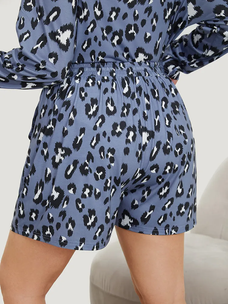 Leopard Print Pocket Drawstring Sleep Shorts sold by Bloomchic product image thumbnail 2