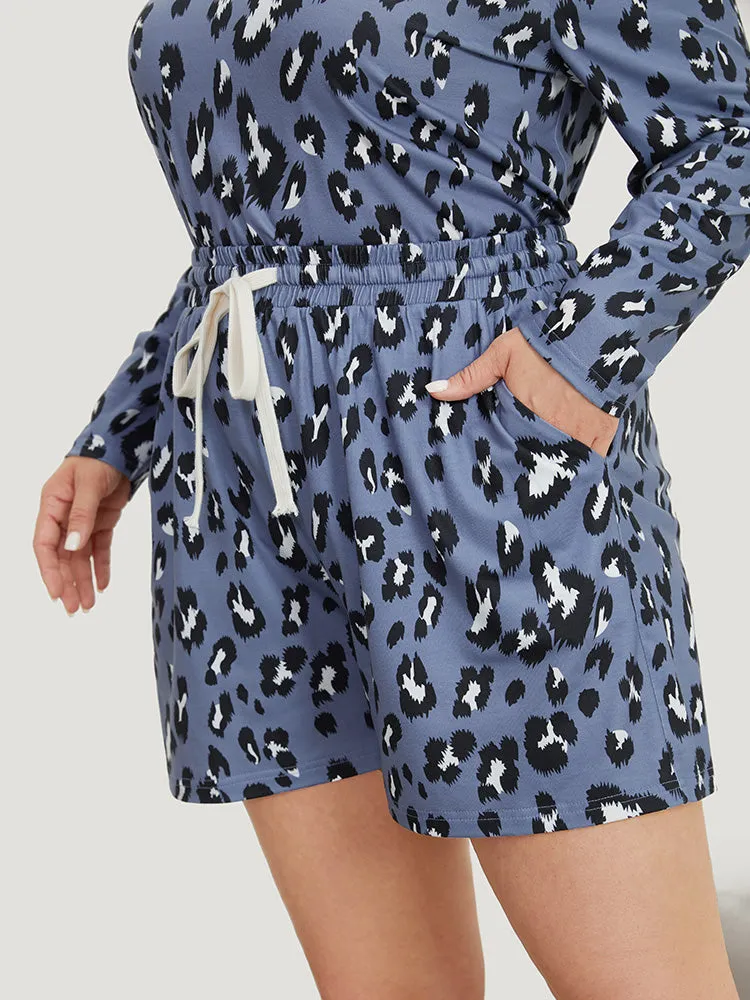 Leopard Print Pocket Drawstring Sleep Shorts sold by Bloomchic product image thumbnail 3