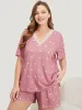 Polka Dot V Neck Lace Trim Sleep Top sold by Bloomchic