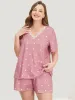 Polka Dot V Neck Lace Trim Sleep Top sold by Bloomchic