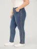Rainbow Striped Very Stretchy High Rise Medium Wash Jeans sold by Bloomchic