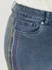 Rainbow Striped Very Stretchy High Rise Medium Wash Jeans sold by Bloomchic