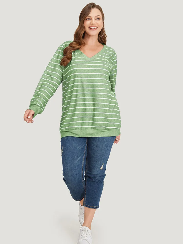 Striped Print V Neck Sweatshirt sold by Bloomchic product image thumbnail 4