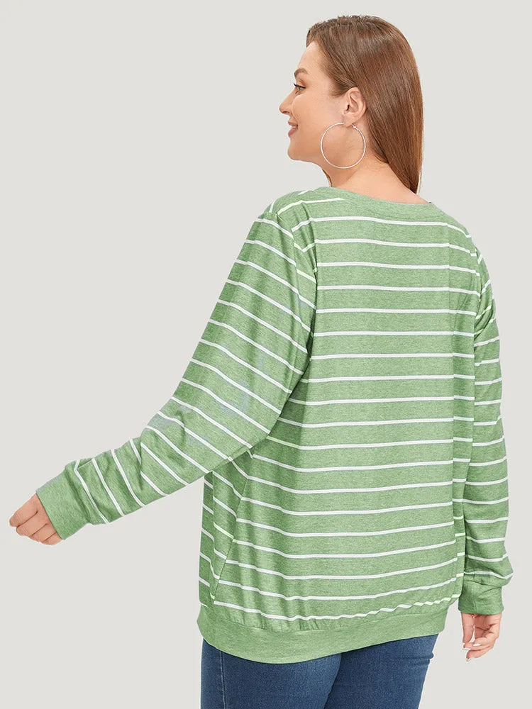 Striped Print V Neck Sweatshirt sold by Bloomchic product image thumbnail 5