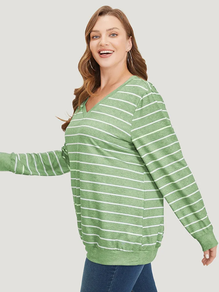 Striped Print V Neck Sweatshirt sold by Bloomchic product image thumbnail 2