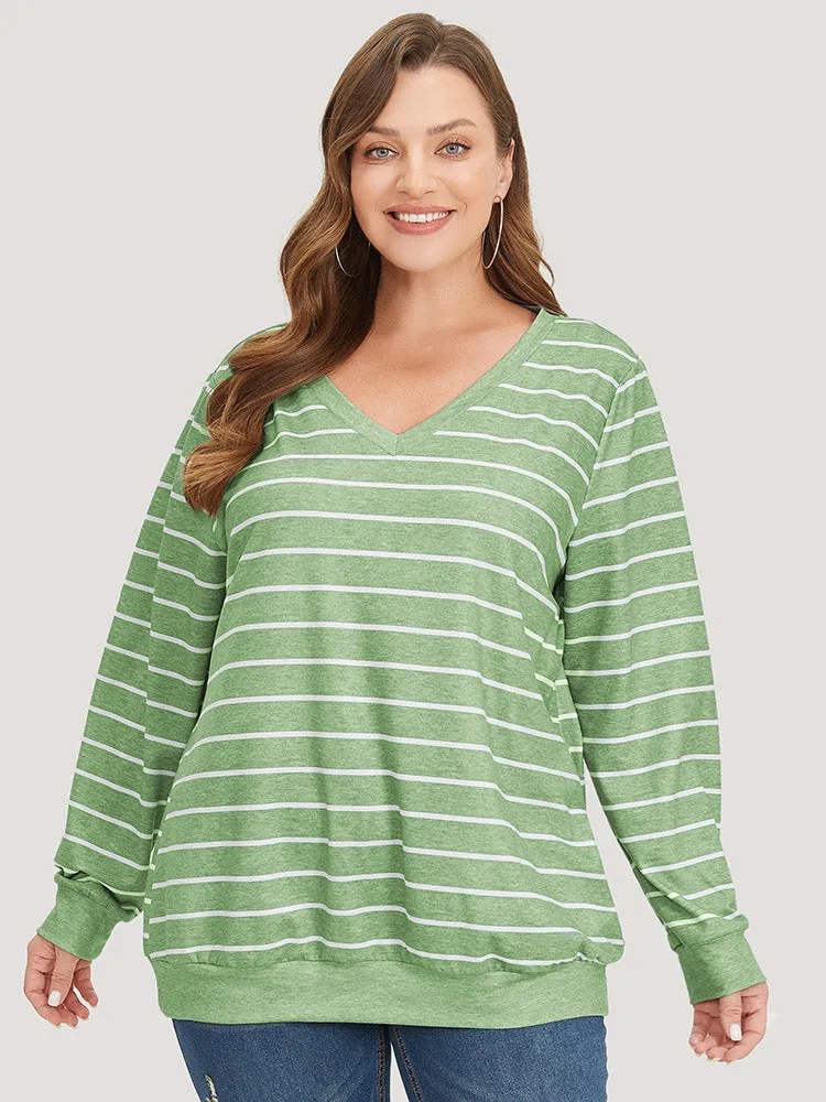 Striped Print V Neck Sweatshirt sold by Bloomchic product image thumbnail 3