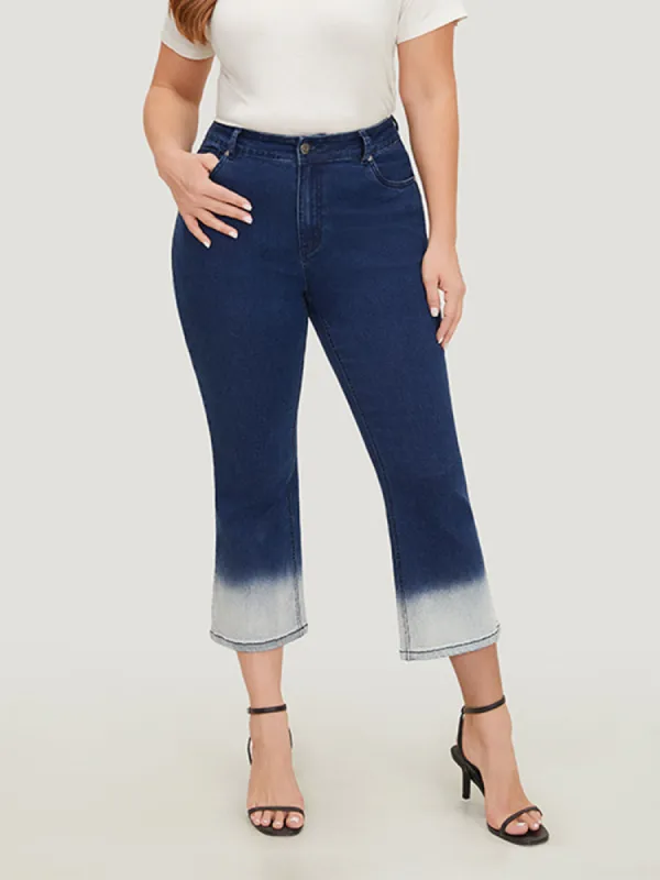 Bootcut Very Stretchy High Rise Dark Wash Tie Dye Jeans sold by Bloomchic